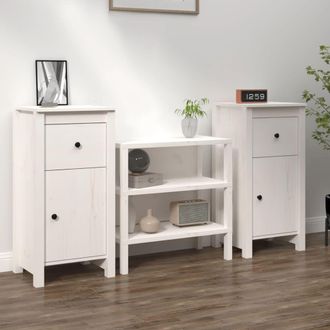 Berkfield Home Sideboards 2 pcs White 40x35x80 cm Solid Wood Pine | Size: 40 x 35 x 80 cm