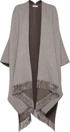 Brunello Cucinelli Cashmere flannel poncho in Light Brown at Nordstrom