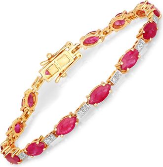 Diana M. Jewels Bkk Ruby Marquise 8x4mm - 14Pcs + White Diamond F/C Round 1.20mm ( I1-I2/I color ) - 28Pcs ( White Pen Rhodium ) ( Box Lock With Double Safety )