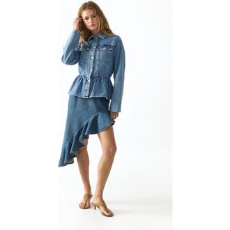 H&M Asymmetric denim skirt in Denim Blue at Nordstrom, Size 12
