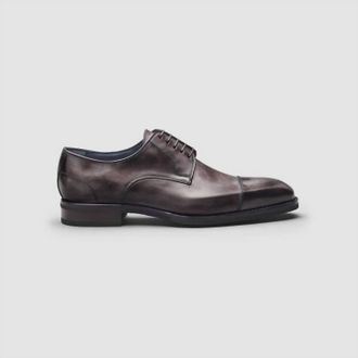 Scarpe di Bianco Mens Pesaro Fumo Captoe Oxford Shoes In Deep Grey