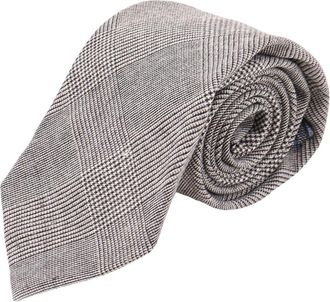 Kiton K0127201 Geruite Zijden Stropdas - Heren - Stropdassen - Grijs - ONE Size - Accessoires