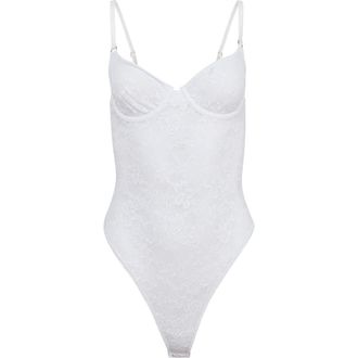 Fleur du Mal Le Stretch Lace Bodysuit in Ivory at Nordstrom, Size X-Small