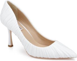 Badgley Mischka Veronika Pointed Toe Pump in White Fabric at Nordstrom, Size 7.5