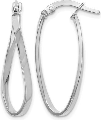 Diamond2Deal 14K White Gold Polished Oval Shape Hoop Earrings