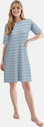 Tom Tailor Nachthemd TOM TAILOR, Damen, Gr. 36, N-Gr, blau, mittel, allover, Single Jersey, Obermaterial: 95% Baumwolle, 5% Elasthan, bequem knielang, Rundhals, 