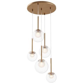 Maytoni Maytoni Basic Form L&aacute;mpara De Techo Colgante Moderna En Racimo, Dorada, Pantalla De Vidrio 5xg9