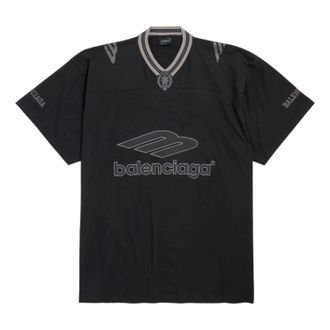 Balenciaga 3B Football V-neck T-shirt Oversized Black 857086TTVQ61066