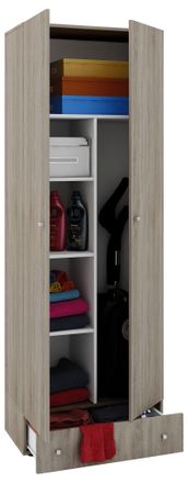 ebuy24 Vcm Gabinete De Escoba De Madera 6 Compartimentos Dimensiones:. An. 70 X Al. 196 X T. 40 Cm Gabinete Dom&eacute;stico Armario Multiusos Caj&oacute;n Extra - Vandol 