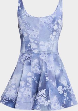 LoveShackFancy Piero Floral Denim Mini Dress
