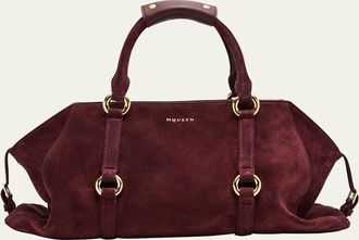 Alexander McQueen Farringdon Medium Suede Top-Handle Bag