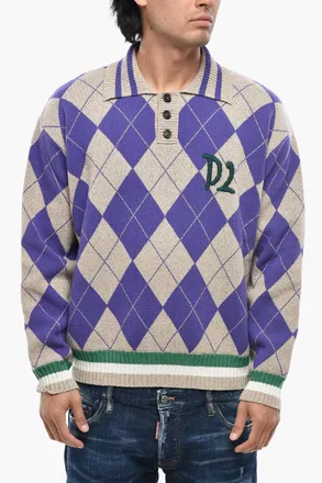 Dsquared2 Maglia a Motivo Argyle con Collo a Polo Dsquared2