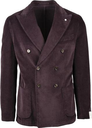 L.B.M. 1911 Doppiopetto in velluto - Heren - Blazers - Paars - XL - Katoen - Jassen