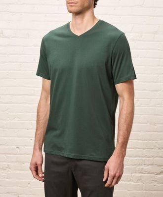 Pact Organic Cotton Softspun V-Neck Tee in Pine Green at Nordstrom, Size Xx-Large