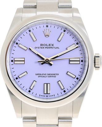 Rolex Oyster Perpetual Automatic Chronometer Purple Dial Mens Watch 134300-0012