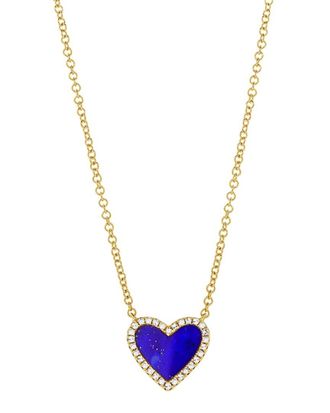 Sabrina Designs 14K 0.67 Ct. Tw. Diamond & Lapis Heart Necklace