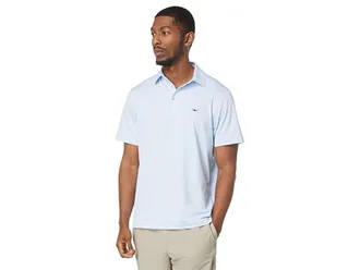 Vineyard Vines St. Jean Stripe Sankaty Polo Mens Clothing Stripe White Cap : LG, Spandex/Polyester