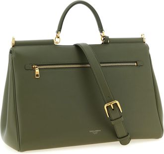 Dolce & Gabbana Womens Top Handle Bag Green Calf Leather Pvc