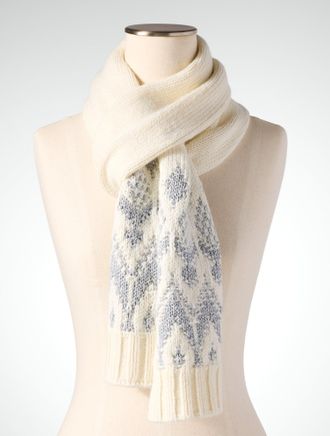 Talbots Sparkling Fair Isle Scarf - Ivory/Silver - 001 Talbots