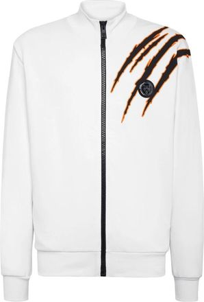 Plein Sport Jogging Jacket Scratch - Heren - Sportshirts - Wit - M - Katoen - Fitness