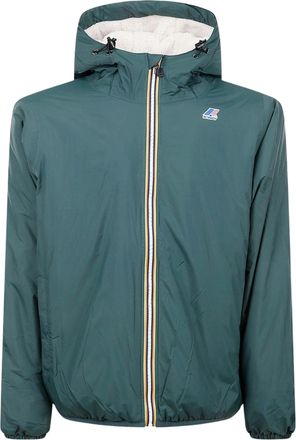 K-Way Striped Trim Fleece Lined Zip-Up Jacket