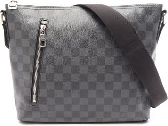 Louis Vuitton Black Coated Canvas Leather Handbag Shoulder Bag (Pre-Owned)