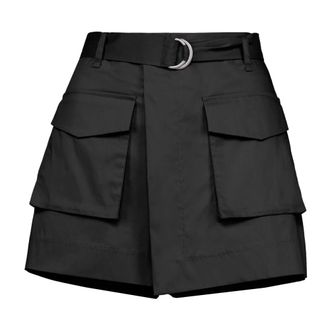 Bomboogie Pantalones Cortos de Mezcla de Algod&oacute;n - Shorts - Mujer - Negro - L