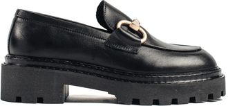 VAMSKO Bea Black Metallic Horsebit Leather Loafers