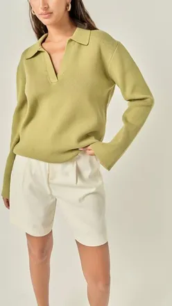 English Factory Oversize Johnny Collar Sweater in Sage at Nordstrom, Size X-Small