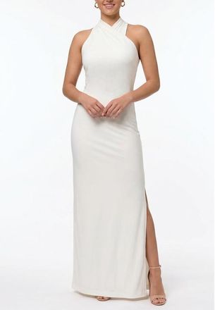 Rachel Roy Harland Crossover Halter Maxi Dress in Eggshell at Nordstrom, Size Xx-Large