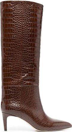 PARIS TEXAS Brown Calf Leather Crocodile Boots