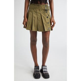 Alexander McQueen Flounced Delavé Cotton Denim Mini Skirt