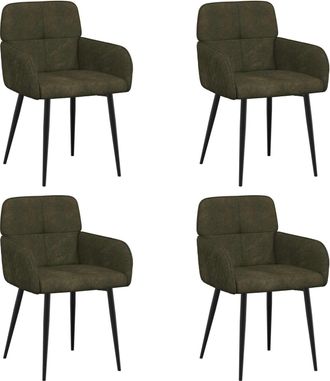 vidaXL Sillas De Comedor 4 Uds. Cuero De Suede Sint&eacute;tico Verde Militar Vidaxl