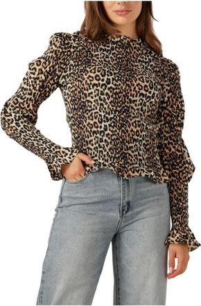 Y.A.S Y.a.s, Overhemden, Dames, Bruin, XL, Katoen, Beige Smock Top voor Vrouwen