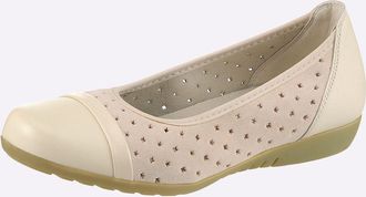 Casual Looks Ballerina CASUAL LOOKS, Damen, Gr. 36, champagner, Glattleder, Nubukleder, Veloursleder, Schuhe Ballerina