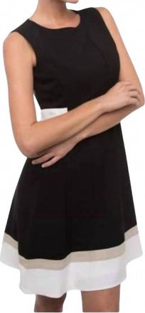 Calvin Klein Colorblock Sleeveless A-Line Dress In Black/white