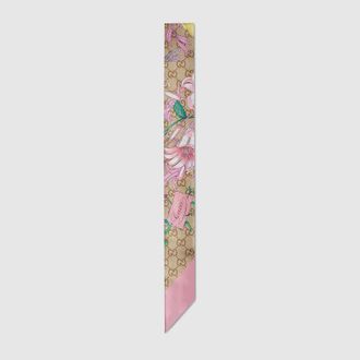 Gucci Printed Silk Ribbon, Pink