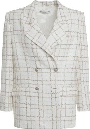 Alessandra Rich Tweed Jackets, female, White, XS, Elegant Double-breasted Jacket