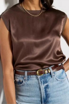 La Made Oscar Satin Top In Truffle