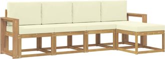 vidaXL Conjunto De Sof&aacute;s De Exterior 5 Uds. Blanco Y Crema Vidaxl
