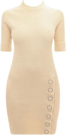 Jil Sander Korte Damesjurk - Dames - Korte kleedjes - Beige - S - Wol - Kleedjes