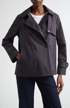 Herno Double Breasted Hooded Short Trench Coat in 9200 Navy at Nordstrom, Size 14 Us