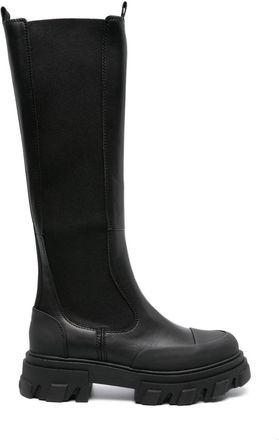 Ganni knee-high chunky Chelsea boots - women - Rubber/Polyurethane/Polyurethane - 35 - Black