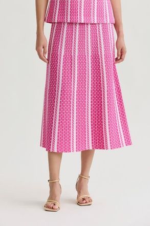 Ming Wang Roadmap Pattern Soft Knit Midi Skirt in Carmine Rose/pink at Nordstrom, Size Xx-Small