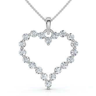 Pompeii3 1ct Diamond Heart Shaped Pendant 14K White Gold New