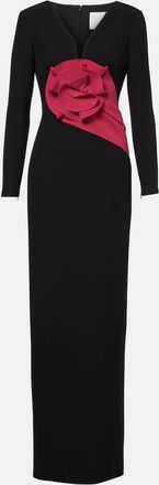 Roland Mouret Floral-appliqué crêpe gown