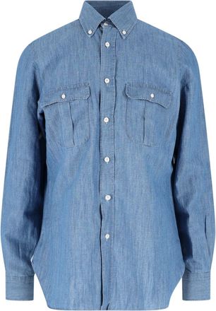 Finamore Light Blue Zurigo Cotton Linen Shirt