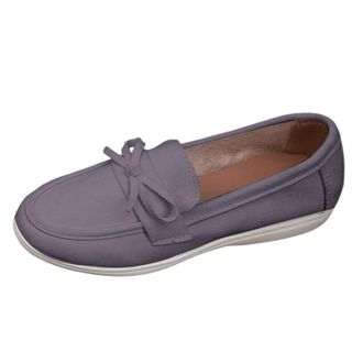 Generic Womens Walking Shoes with Bow Round Toe Ballet Shoes Suede Flat Sole Shoes Plain Comfortable Sports Shoes Boat Shoes Lightweight Non-Slip Loafers Eleg
