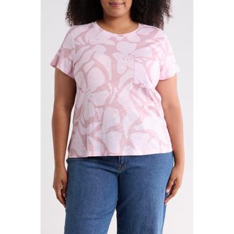 Sanctuary Cotton Blend Pocket T-Shirt in Lilac Purple Splash at Nordstrom Rack, Size 2X
