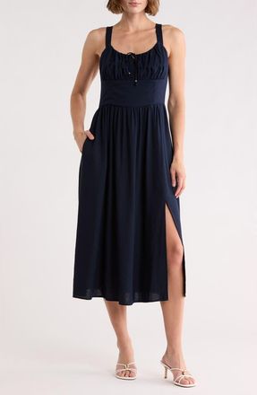 Ellen Tracy Keyhole Midi Dress in Navy at Nordstrom Rack, Size X-Large